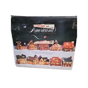1993 Santa's Best Americana 10 Piece Porcelain Lighted Houses